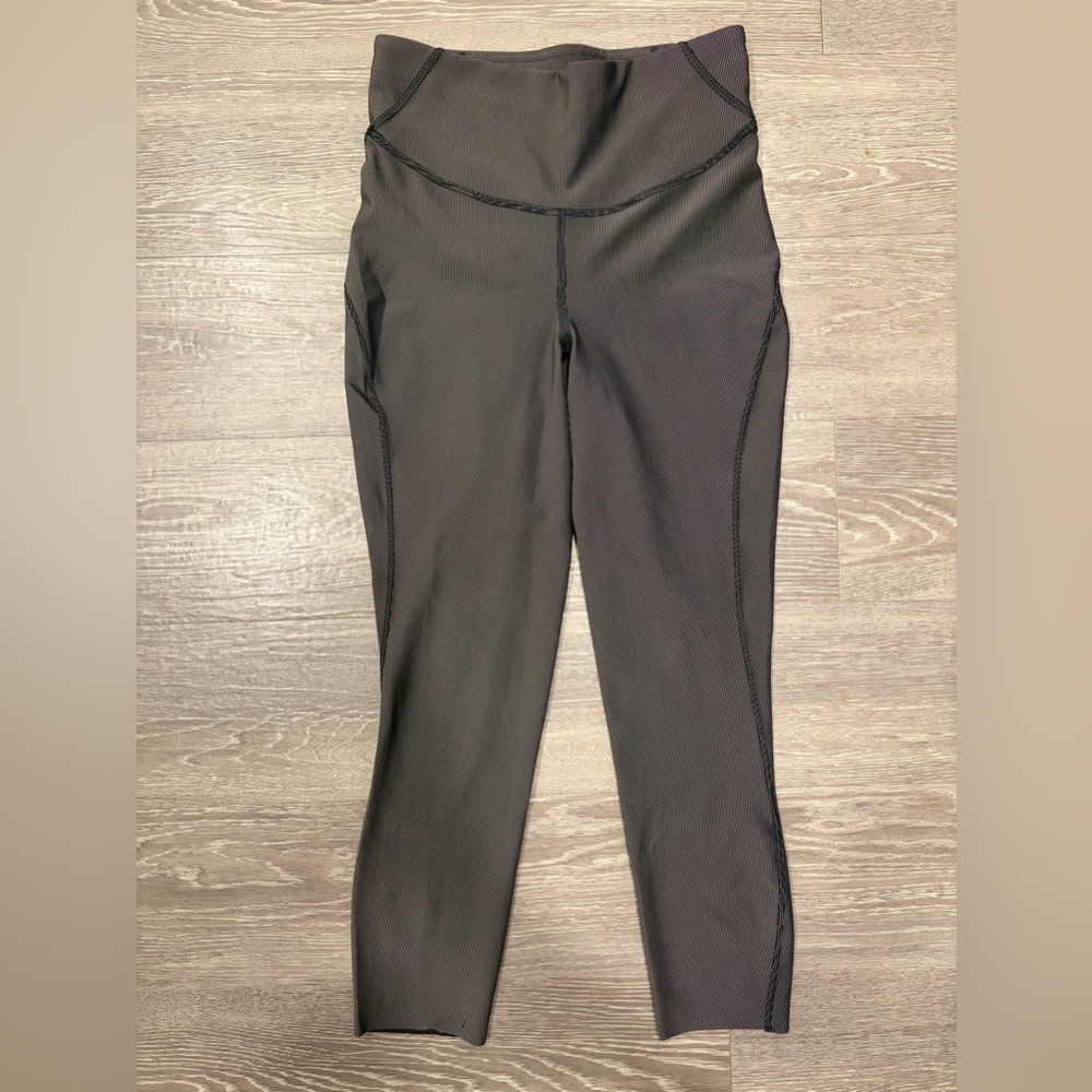 Lululemon Base Pace Leggings Ribbed Black/Gull Grey
